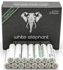 Box of 40 White Elephant 9mm Active Charcoal Pipe & RYO Cigarette Filters - 3406 picture