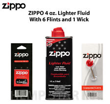 Zippo Lighters 4oz Fuel Fluid and 6 Flints & 1 Wick Value Pack Combo picture