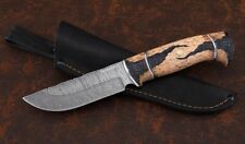 New Hunting Universal knife Damascus steel carved birch handle picture
