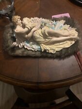 Vintage Bisque Porcelain Victorian Lovers Plaque for Wall Hanging or Figurine picture