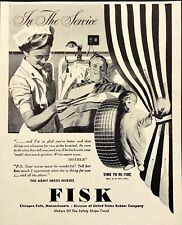 1943 Fisk Tires Nurse Reading to Man in Bed Army Needs Nurses WWII Print Ad picture
