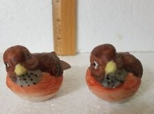 Vintage Small Brown Birds Ceramic Salt and Pepper Shakers picture