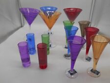 Colorful Set of  Mikasa Cheers pattern Bar Ware, Martini, Cordial & Shot Stems picture