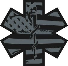 Black Flag Subdued Reflective Star Of Life Fire Helmet Decal EMT 2 inch style 2 picture