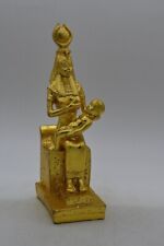 Rare Ancient Egyptian Statue - Isis Breastfeeding Baby Horus in Gold Leaf picture