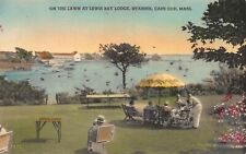 The Lawn at Lewis Bay Lodge, Hyannis, Cape Cod, MA., Early Hand Colored Postcard picture