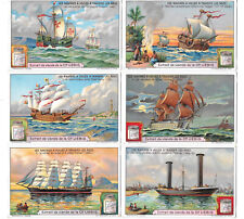 6x LIEBIG TRADE CARDS, SAILING SHIPS OF DIFFERENT TIMES 1927 (S1202 French). picture