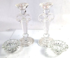 Lot Of 4: Elegant Handcrafted Crystal Clear Austria Crystal 2 Candlesticks picture