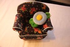 Vintage 2001 Mary Engelbreit Chair Pin Cushion Black Dots Blue Pink Floral  picture