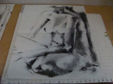 large original drawing -- NUDE FEMALE SITTING, NO HEAD- aprox 22 x 30