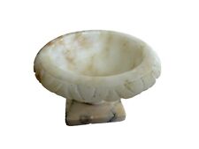 Vintage Hand Carved Alabaster Marble Pedestal Bird Bath No Doves picture