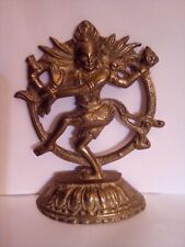Vintage Brass Nataraja Statue Small Dancing Shiva Hindu God. #93 picture