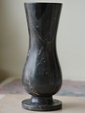 Stunning Large Vintage Black Marble Vase Made In Pakistan Hand Carved picture