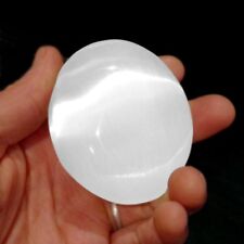 XL Natural Selenite Palm Stone Rock Crystal Healing Reiki Polished Worry Stone picture