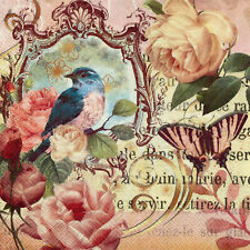 TWO Individual Paper LUNCHEON Decoupage Napkins FLORA BIRD picture