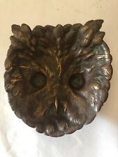 Vintage Owl Bronze owl face trinket dish High detail heavy  picture