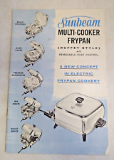 Sunbeam Multi-Cooker Frypan Instruction Manual A3, 1960s, MCM, VTG picture