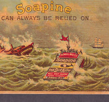 Soapine Shipwreck Liferaft Fantasy Whale Soapox Ship Comic Victorian Trade Card picture