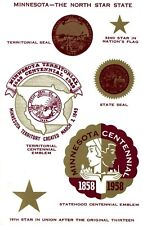 Minnesota MN Statehood Centennial 1858-1958 State Flag Seal Emblem Postcard picture