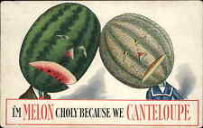 Anthropomorphic Fantasy Meloncholy Vegetable Head Pun Wordplay c1910 Postcard picture