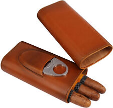 Cigar Case with Cutter Cigar Travel Case 3-Finger Leather Cigar Carrying Case Wo picture