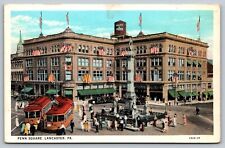 Centre PENN Square Lancaster City PA Postcard Trolley picture