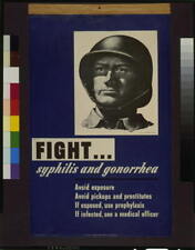 Fight,yphilis,gonorrhea,Avoid exposure,health education,War posters,R Riggs,1943 picture