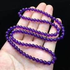 6mm Natural Amethyst Quartz Purple Uruguay Round BeadsThree Laps  Bracelet AAAA picture