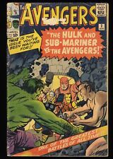 Avengers #3 GD- 1.8 1st Hulk and Sub-Mariner Team-Up Jack Kirby Marvel 1964 picture