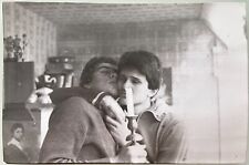 Affectionate Couple Men KISSING KISS Handsome Guys Gay Interest Vintage Photo picture