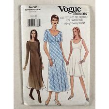 9452 Vogue Sewing Pattern VTG 90s Lined Bias Cut Empire Waist Dress Size 8-10-12 picture