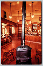 Postcard Pot-Bellied Stove & Hanging Chandeliers Upjohn Drugstore Disneyland USA picture