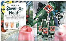 1956 7Up Vintage Print Ad TWO PAGES Enjoy A Seven Up Float Ice Cream  picture