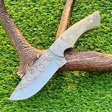 Hand Engraved Knife Premium D2 Steel Hunting knife Handmade Camping Knife 7566 picture