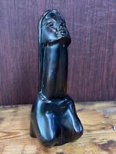 Tribal Caved Wood Fertility Statue 10” picture