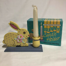 Vintage Wooden Easter Bunny Candleholder In Original Box- Adorable picture