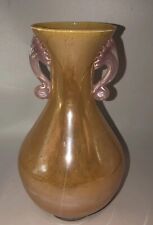Vintage 9 Inch Art Glass Vase Orange And Pink Iridescent Lusterware picture