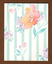 Set of 4 Vintage Current Inc Note Cards Summer Posies Flowers Floral Stripe 80s picture