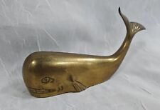 Vintage Moby Dick Brass Sperm Whale Paperweight Figurine Patina 7