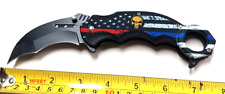 SPRING ASSISTED KNIFE 7.75 INCH APPROX. 3.5 INCH BLADE, BLUE LINE, PUNISHER picture