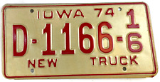 Iowa New Truck Dealer 1974 Old License Plate Man Cave Garage Decor Collectors picture