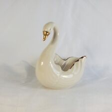 Vintage Lenox Fine China Porcelain Swan Candy Trinket Dish 24K Gold Trim picture
