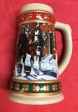 Budweiser VTG 1993 Hometown Holiday Christmas Beer Stein Mug Made In Brazil. picture