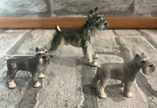 3 vintage realistic Schnauzer Dog  puppy Figurines  porcelain picture