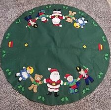 Vintage Hand-Made Felt Sequins Christmas  ALMOST Finished Bucilla Tree Skirt picture