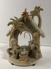 Kirklands Potter's Garden Christmas Nativity Tea Light Candle Holder 6.5