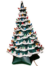 Vintage Holland Lighted Glitter Flocked Ceramic Christmas Tree 18