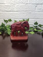 Vintage Red Elephant Bookend/Doorstop Cast Iron Metal Original Paint 3.5