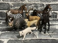 Schleich Animals Lot o 10 Alpine Ibex Arctic Fox 2 Zebras 3 Horses Cheetah Hippo picture