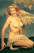 1930s-60s Classic Color Photo Like Nude PC- Well Endowed Blond- Flowers- Feather picture